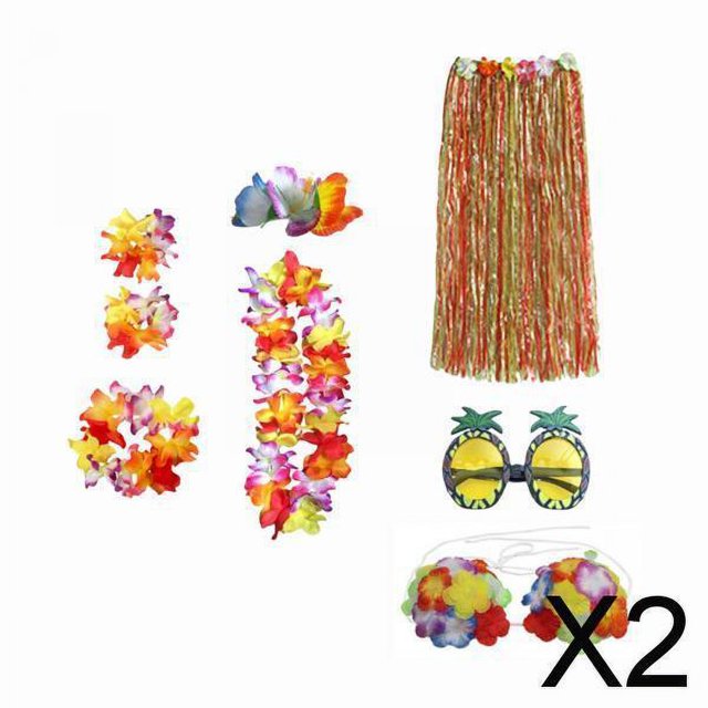 Conjunto De 2 Faldas Hawaianas Para Disfraz, Vestido De Fiesta, Estilo Hawaiano, Para Cosplay, 60 Cm, Multicolor