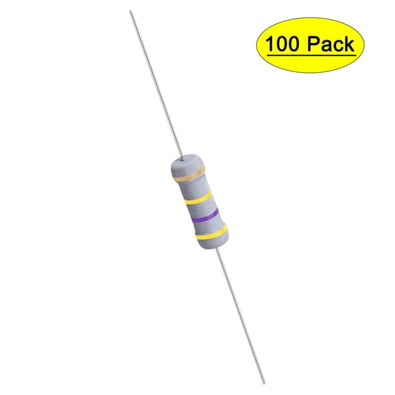 Uxcell 100Pcs 1W 1 Watt Metal Oxide Film Resistor Axile 470K Ohm ±5% Tolerance