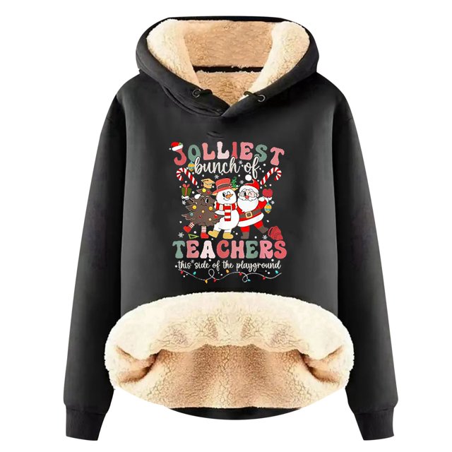 WILLBEST Sudadera con Capucha para Mujer, Otoño/Invierno, con Estampado Navideño de Letras, Gruesa y Cálida Mediana