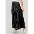thumbnail image 5 of Pu Faux Leather Tiered A-Line Maxi Skirt - Black, 5 of 9