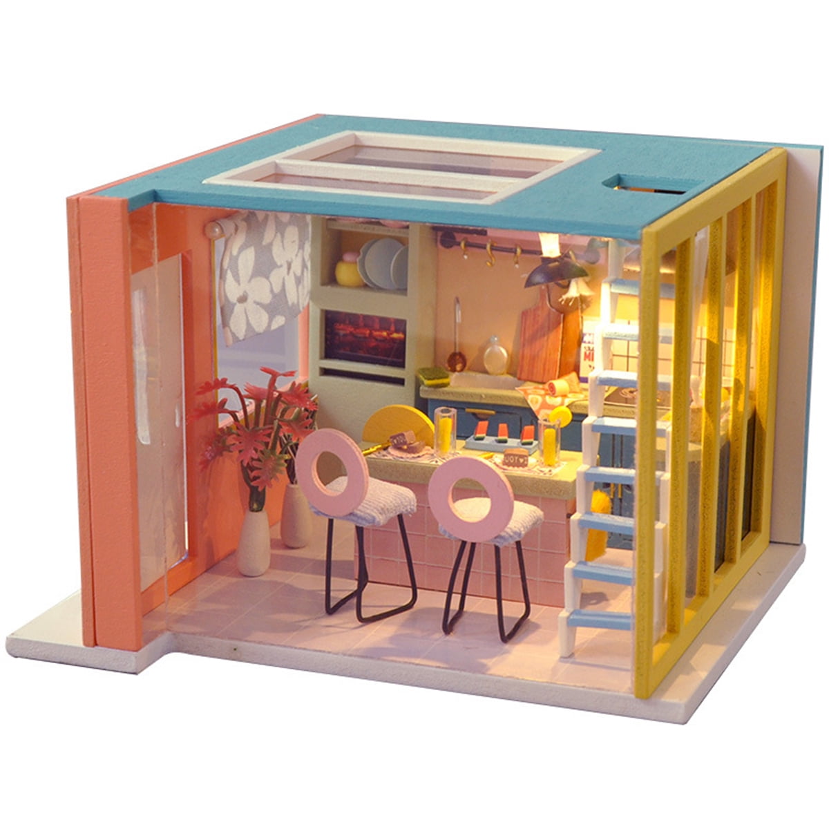 wooden dollhouse kitchen
