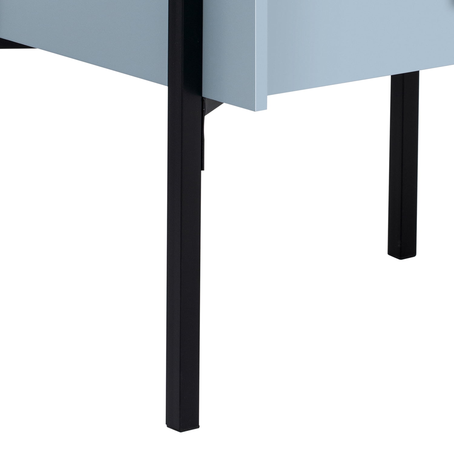 Kadyn Modern Nightstand with Drawer, Bedside Table with USB Charging Ports, Storage End Table for Living Room and Bedroom, Blue