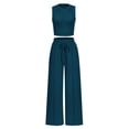thumbnail image 1 of Conjunto de Ropa Casual para Mujer PRETTYGARDEN Top Corto y Pantalón Palazzo de Pierna Ancha Talla S, 1 of 8
