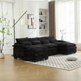 thumbnail image 4 of Modern U-shaped Chenille Sofa with Solid Wood Frame and Oversized Four-Seater (110.63*56.69*31.89inch), 4 of 24