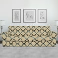 thumbnail image 2 of Easy-Going 4 Pieces Super Stretch Printed Couch cover, Sofa size, Quatrefoil/Beige, 2 of 6