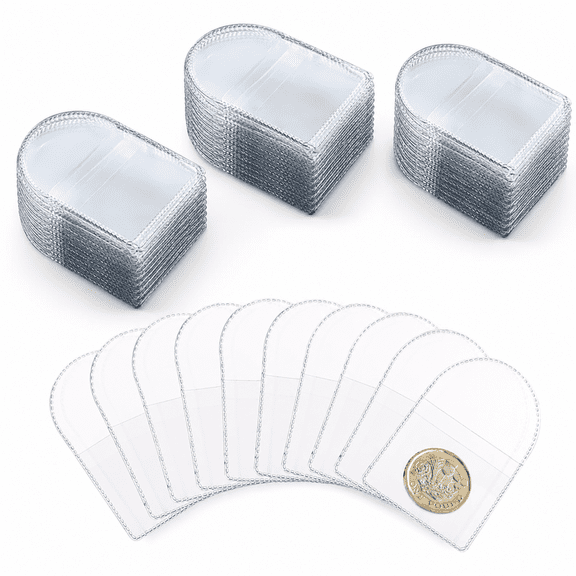 200 PCS Coin Protector Sleeves, Single Pocket Flips 2.5x2.5 Inch, Clear Plastic Organizer Sleeves for Coin Storage, Jewelry Organization and Collectors Supplies