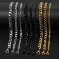 thumbnail image 2 of 3-11mm Men's Bracelets Stainless Steel Curb Cuban Link Chain Black Gold Color Silver Color Bracelet For Women Jewelry KBM03 GC, 2 of 6
