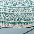 thumbnail image 4 of SAFAVIEH Courtyard Josiah Geometric Indoor/Outdoor Area Rug, Light Grey/Teal, 3' x 3' Round, 4 of 6