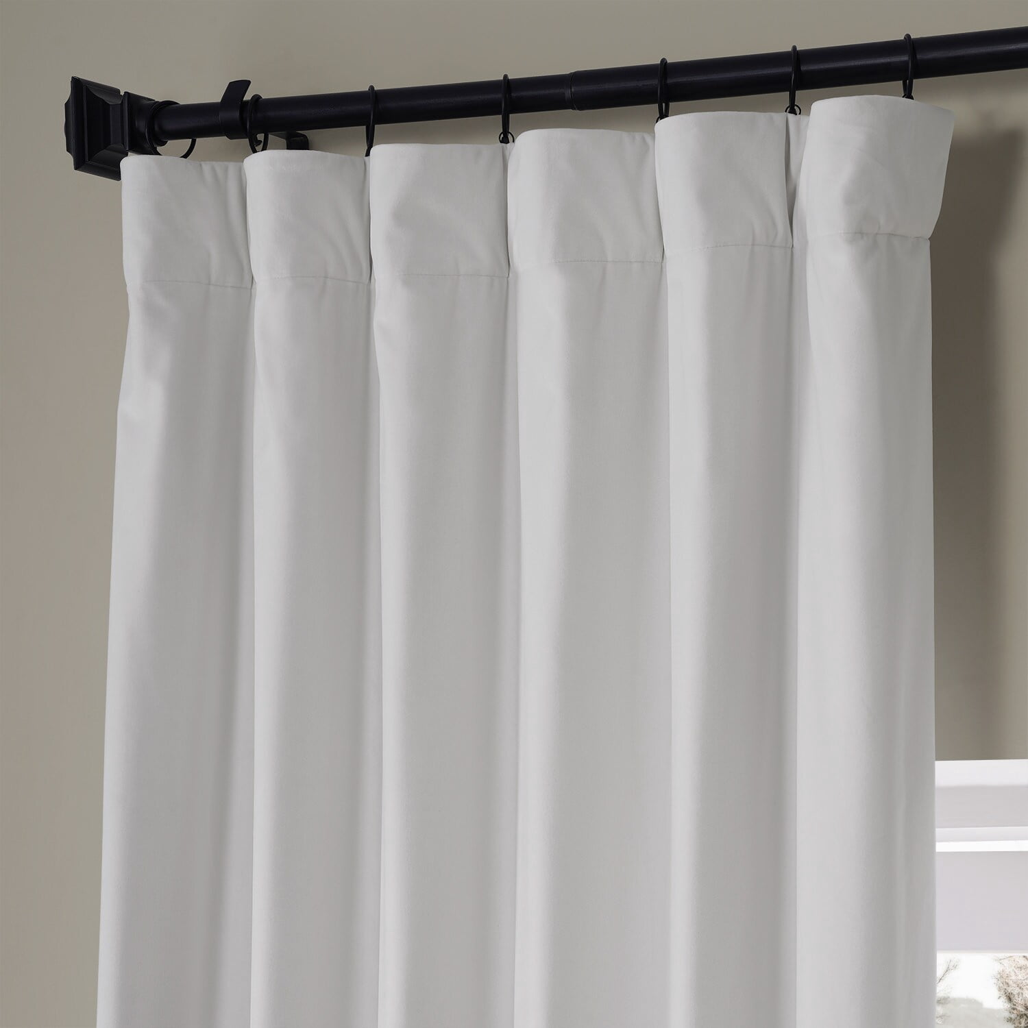 Half Price Drapes Signature Misty White Plush Velvet Hotel Blackout Curtains (1 Panel), 50W X 96L