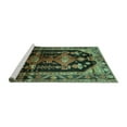 thumbnail image 2 of Ahgly Company Machine Washable Indoor Square Persian Turquoise Blue Traditional Area Rugs, 7' Square, 2 of 4