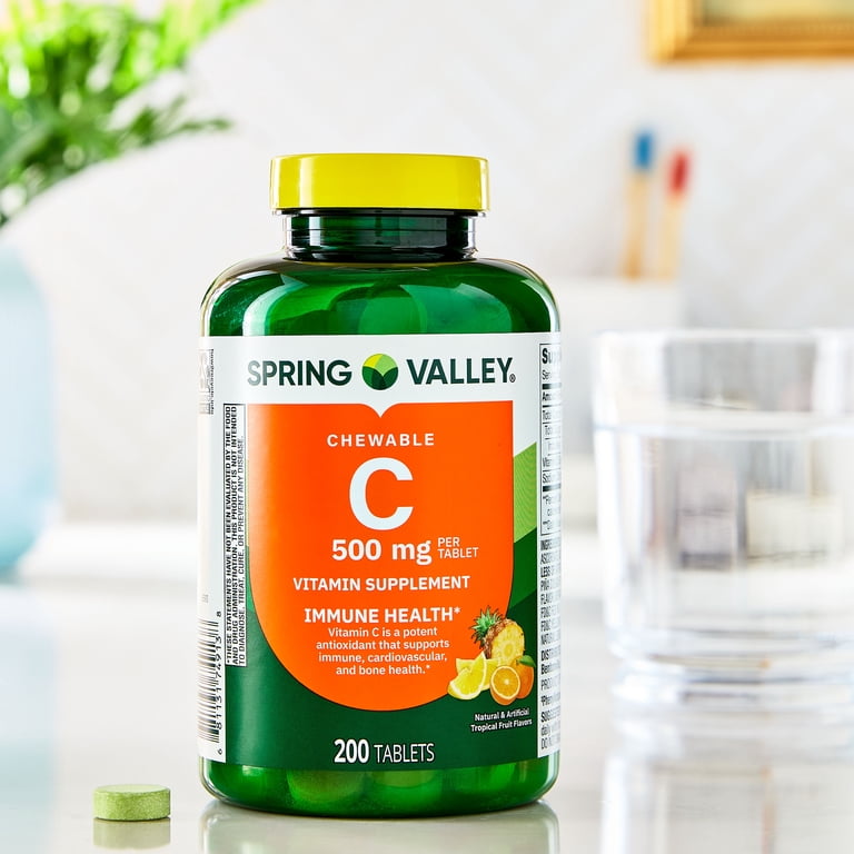 Spring Valley Vitamin C 500 mg Chewable Tablets, Tropical Fruit, 200 Count photo 2