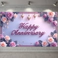 thumbnail image 3 of Purple Theme Happy Anniversary Banner Romantic Anniversary Display Rose Decoration Silk Ribbon Romantic Backdrop for Wedding Anniversary Romantic Party Anniversary Celebration, 3 of 9