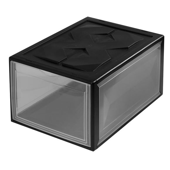 KAKOWELY Caja de plástico transparente para zapatos de baloncesto, resistente, para uso doméstico y comercial (negro)