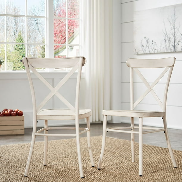 Weston Home Perry X Back Metal Dining, White Cross Back Dining Room Chairs