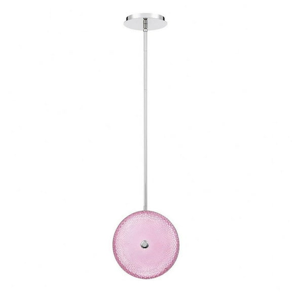 10 inch 10W 1 Led Small Pendant-Chrome Finish-Pink Glass Color Bailey Street Home 79-Bel-3366662