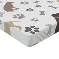 thumbnail image 2 of Ambesonne Dog Lover Fitted Sheet, Paw Print and Bones, California King, Umber Beige Grey, 2 of 3