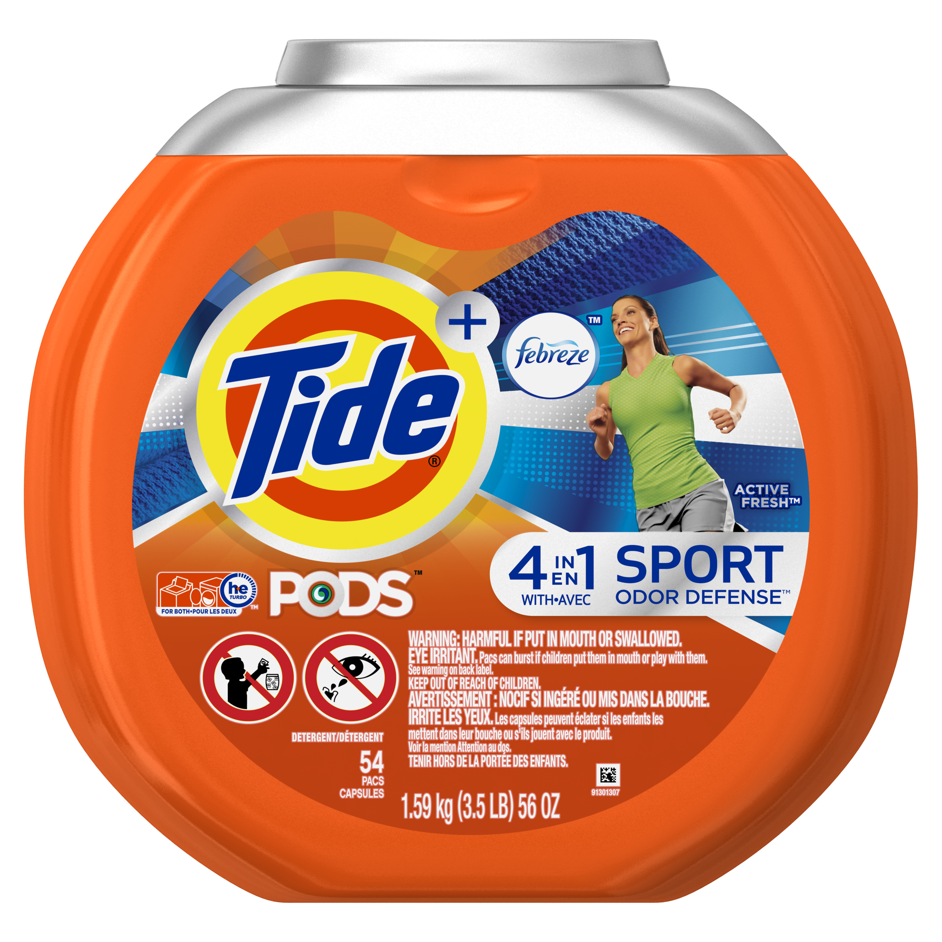 Tide PODS Sport Odor Defense, Liquid Laundry Detergent Pacs, Active