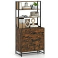 thumbnail image 1 of Costway 2 Drawer Vertical File Cabinet w/Lock & Bookshelf, Letter Size Filing Cabinet, 1 of 10