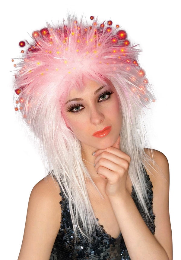 White Fiber Optic Costume Wig