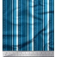 thumbnail image 1 of Soimoi Blue Georgette Viscose Fabric Dot & Stripe Print Fabric by the Yard 42 Inch Wide, 1 of 3