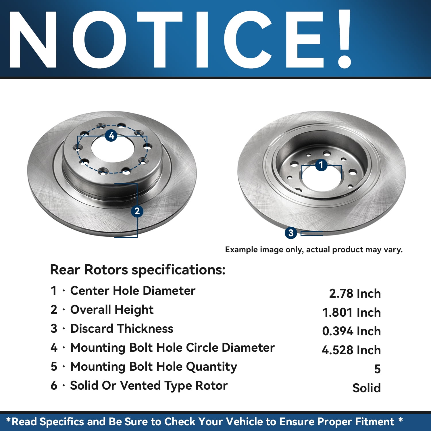 Detroit Axle - Brake Rotors for Chevy Malibu Equinox Buick LaCrosse Regal TourX Sportback GMC Terrain, Disc Brake Rotors Set Replacement: 11.81" inch Front and 11.34" inch Rear Rotor