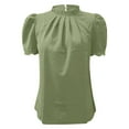 thumbnail image 4 of ZHENHONG T Shirts for Women,Casual Short Sleeve Mock Neck Loose T Shirt Solid Color Drop Shoulder Tops,Green Women Blouses, 4 of 5