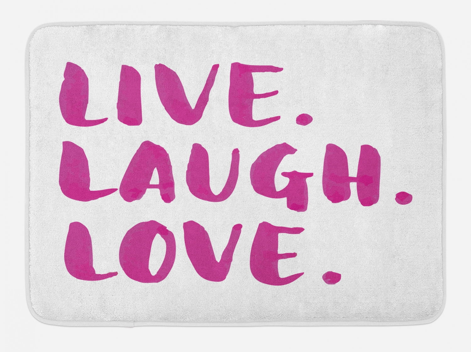 Live Laugh Love Bath Mat, Happy Life Message Calligraphy in Vibrant