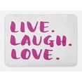 thumbnail image 1 of Live Laugh Love Bath Mat, Happy Life Message Calligraphy in Vibrant Tones Inspirational Theme, Non-Slip Plush Mat Bathroom Kitchen Laundry Room Decor, 29.5 X 17.5 Inches, Fuchsia White, Ambesonne, 1 of 2