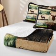 thumbnail image 4 of Manfei Farmhouse Style Elk Twin Quilt Set, Rustic Wildlife Twin Coverlet Set, Dark Brown Peach, Black Reversible, 2 Pieces, 1 Bedspread and 1 Pillowcase, 4 of 7