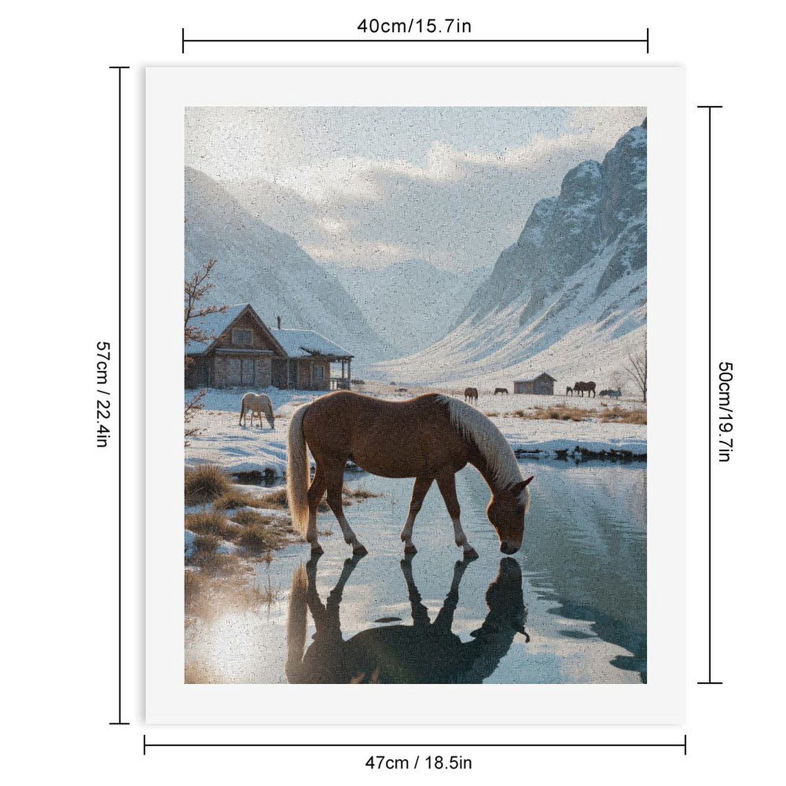 Paint by Numbers Kit for Adults, Horse Reflected In Snowy Landscape Paint by Numbers, Easy Paint by Numbers Kit for Adults Beginner, DIY Adult Paint by Number Kits on Canvas, Home Decor