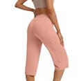 thumbnail image 6 of MLQIDK Yoga Capri Pants for Women Yoga Leggings Knee Length Elastic Waist Plus Size Leggings Dressy Casual Pedal Pushers with Pockets Pink S, 6 of 6