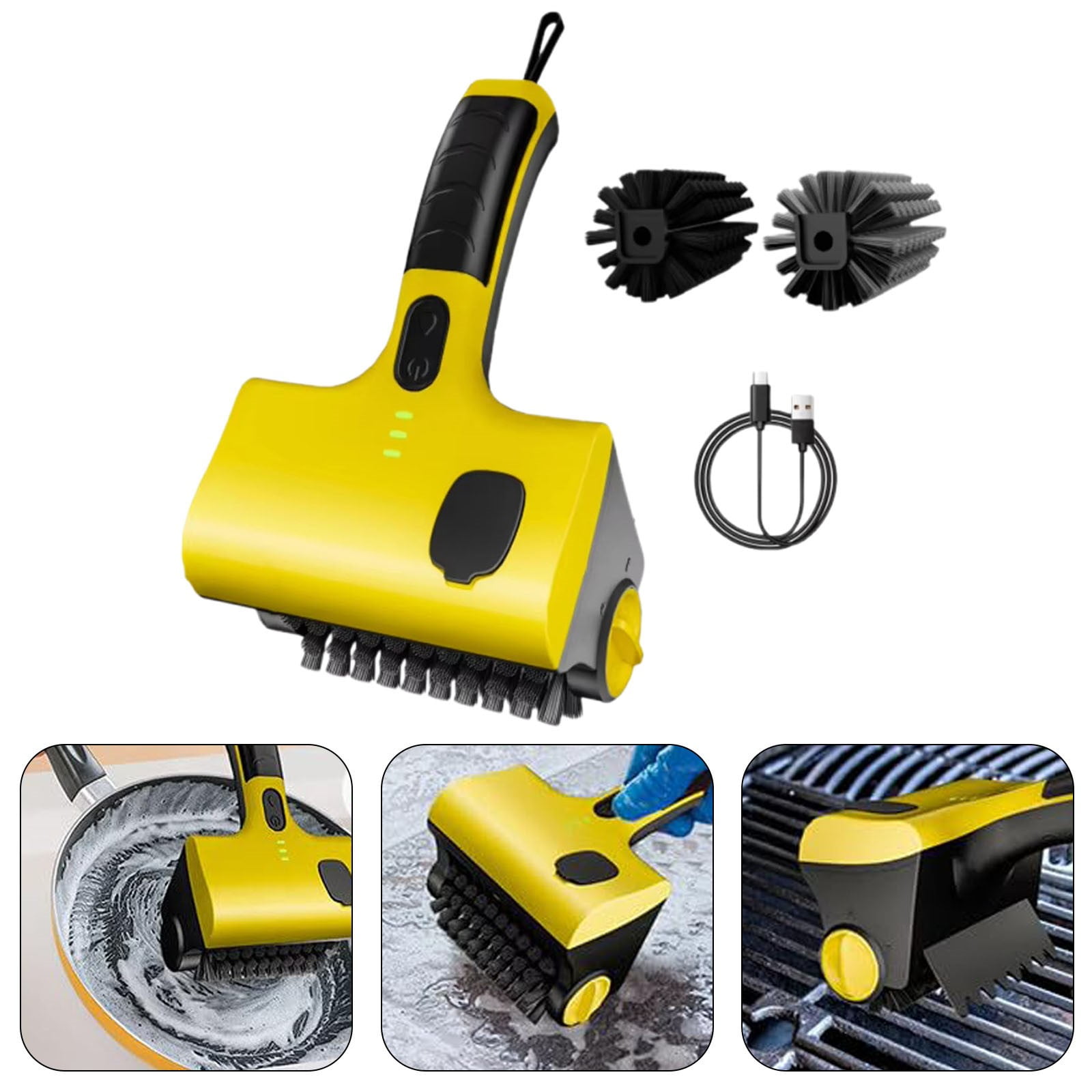 XKHAZA Grill Cleaning Robot Grill Brush with Water Tank and Types of Removable Brush Heads, Adjustment Suitable for Grills Kitchen Countertops Bathroom Tiles