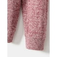 thumbnail image 4 of Family Matching Casual Classic Color block Rib Knit Belted Dresses Long Sleeve Sets, 4 of 8