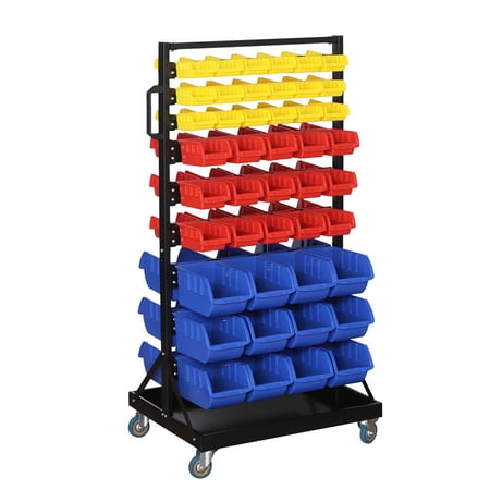 Plastic Hand Tool - MCombo 90 Piece Storage Rack with Locking Wheels Garage Storage Hook Organizer Set Plastic Shop Hand Tool, 7170-ST04