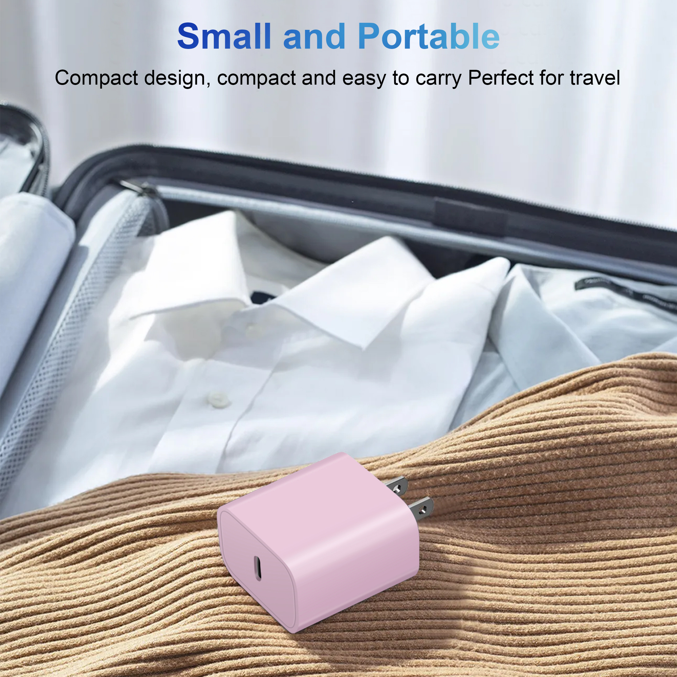 Coreykin 20W USB-C Wall Charger with 6ft Cable, Pink photo 7