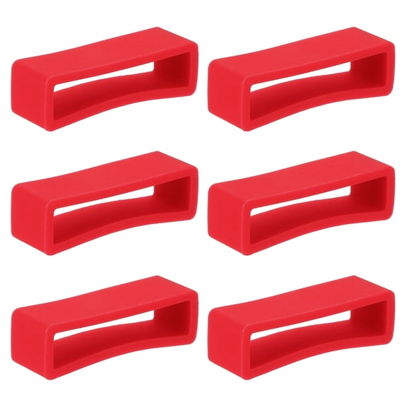 Uxcell 6 Pcs Watch Band Holder Loop, 26mm Silicone Replacement Fastener Rings Watch Band Strap Keeper, Red