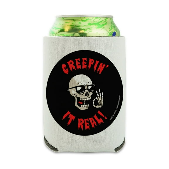 Creepin' It Real Keeping Skull Funny Humor Can Cooler - Drink Sleeve Hugger Collapsible Insulator - Beverage Insulated Holder