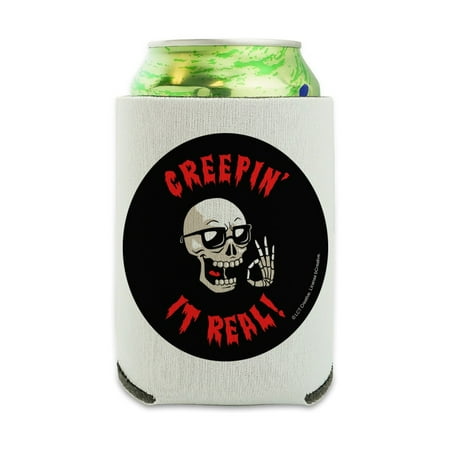 

Creepin It Real Keeping Skull Funny Humor Can Cooler - Drink Sleeve Hugger Collapsible Insulator - Beverage Insulated Holder