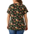 thumbnail image 4 of DARING DIVA Women's Plus Floral  Loose Casual Basic Blouse 2X Black, 4 of 6