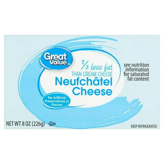Great Value Neufchatel Cheese Brick, 8 oz Block