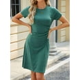 thumbnail image 5 of Gustave Women's Summer T Shirt Dress Ruched Bodycon Mini Dresses Casual Short Sleeve Wrap A-Line Sundress for Beach Party Work "Green, L", 5 of 6