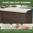 thumbnail image 6 of Uforic Outdoor Storage Bench , 70 Gallon PE Rattan Patio Storage Box Bench w/Handles & Soft Cushion for Patio Garden, Brown, 6 of 9