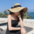 thumbnail image 4 of Sombrero de paja grande con lazo para mujer, gorra de playa enrollable plegable grande flexible, gorra de playa con protección UV Vhermosa, 4 of 5
