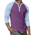 thumbnail image 6 of Hearthz 3/4 Sleeve Tops for Men Henley Neck Baseball Shirt Patchwork Cute Summer Tops for Men Fall Dress Shirts for Men, 6 of 9