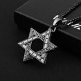thumbnail image 2 of HZMAN Magen Star of David Pendant Necklace Women Men Chain Silver Stainless Steel Israel Necklace (Black), 2 of 7