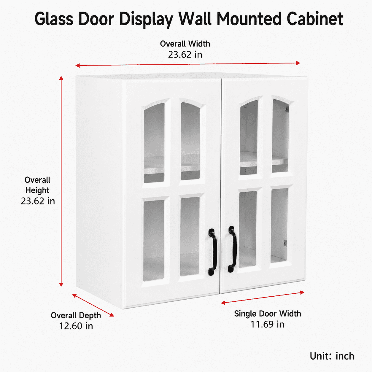 Aukfa Wall Mounted Cabinet, Floating Storage Cabinet for Bathroom, Kitchen, Hallway and Living Room, White