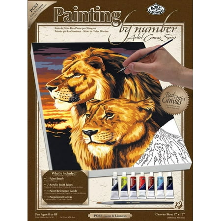 UPC: 0090672140173 | PC53 PBN Canvas Lion & Lioness 9×12 Multi-Colored