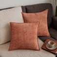 thumbnail image 2 of REGALWOVEN Pack of 2 Chenille Solid Decorative Throw Pillow Covers Check Soft Cushion Case Modern for Sofa Living Room Couch Orange 18" x 18", 2 of 6