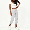 thumbnail image 5 of Lmueinov 2026 Women's 100% Corduroy Elastic Waist Cropped Jogger Pants, Side Pockets Loose Fit Soft Casual Capri Lounge Walking Trousers S-2XL, 5 of 8