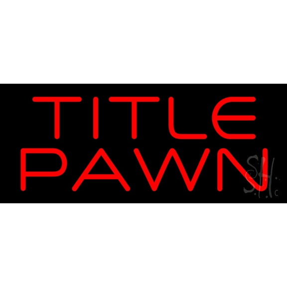 Title Pawn LED Neon Sign 10 x 24 - inches, Black Square Cut Acrylic Backing, with Dimmer - Bright and Premium built indoor LED Neon Sign for Pawn store interior decor, and stroefront.